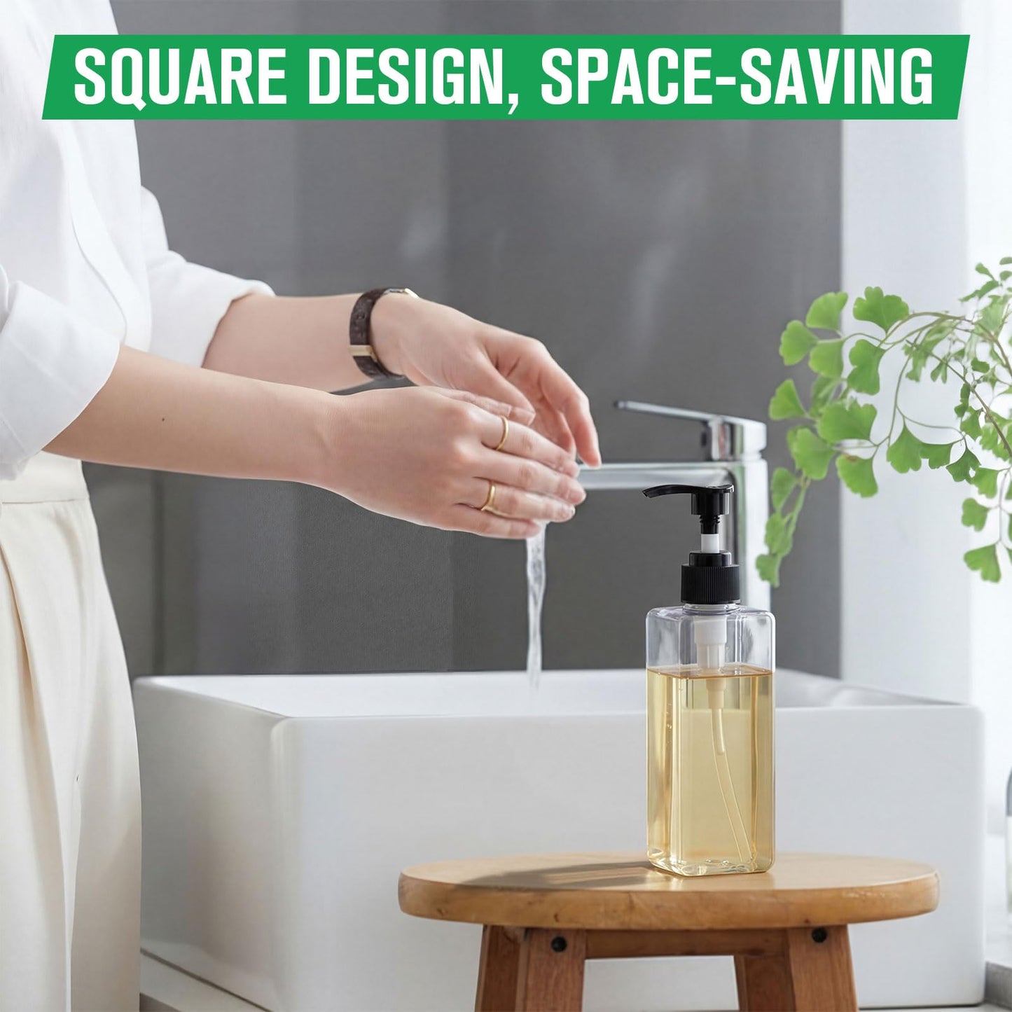 Chunful 24 Pcs Soap Dispensers Plastic Pump Bottles 8.5 oz Refillable Dishwashing Liquid Dispenser with Pump Leakproof Empty Lotion Shampoo Bottles Containers (Clear)