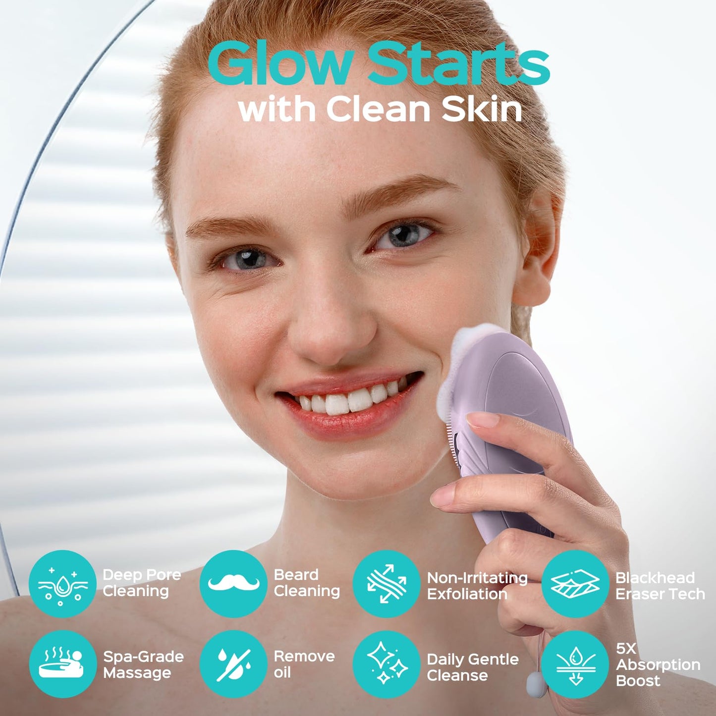 COSLUS FBS01 Facial Cleansing Brush Face Scrubber, Compact for Travel