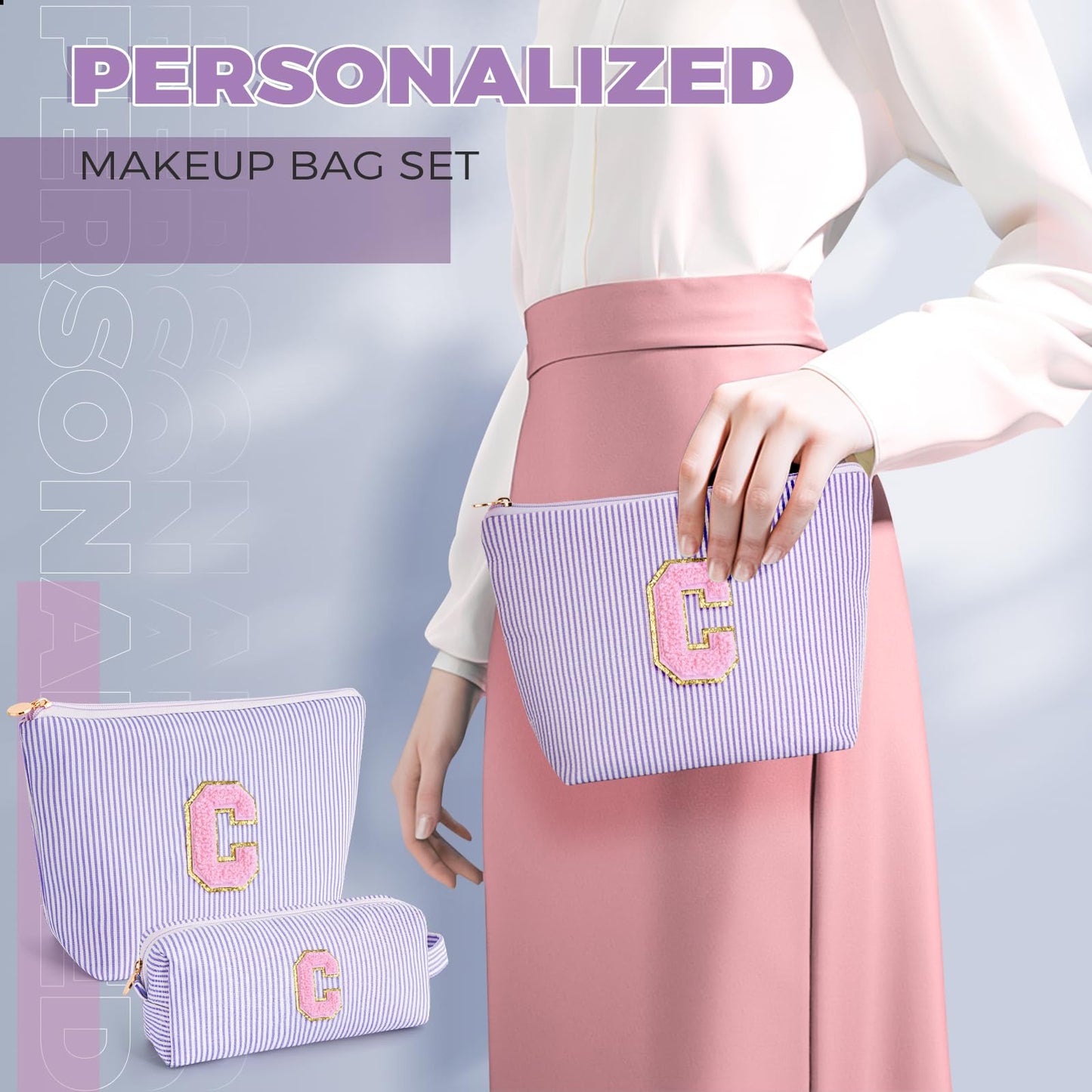 Btffitting Gifts for Teen Girls Women - Birthday Gifts for 10 11 12 13 14 15 16 17 18 Years Old Girl,Makeup Bag Cosmetic Bag,Teacher Gift Trendy Stuff Toiletry Bag - Lavender,C