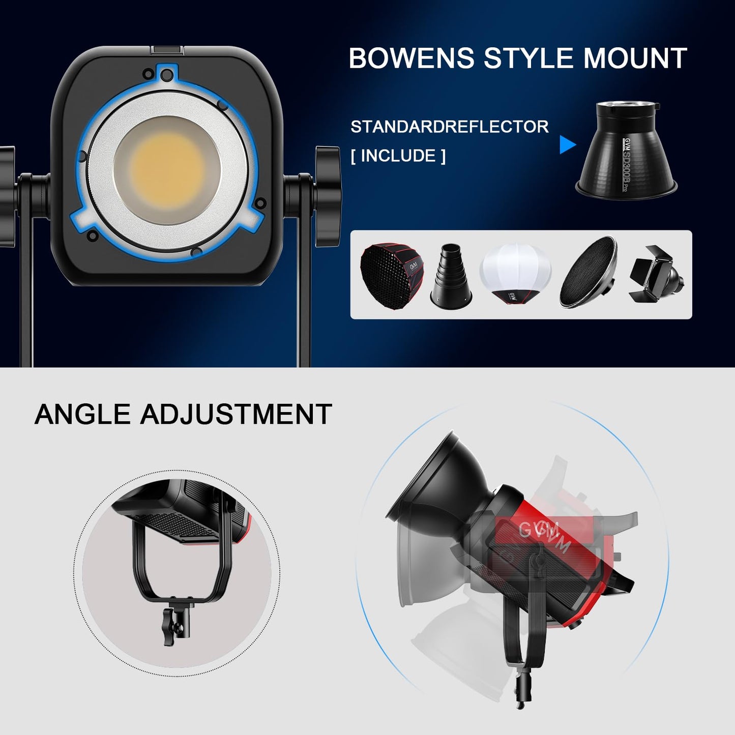 GVM 300W LED Video Light Kit with Softbox, CRI97+ Photography Lighting for Video Recording with Bowens Mount, 65000Lux/m Studio Lights with APP&DMX Control, 2700-6800K, 12 Scene Light