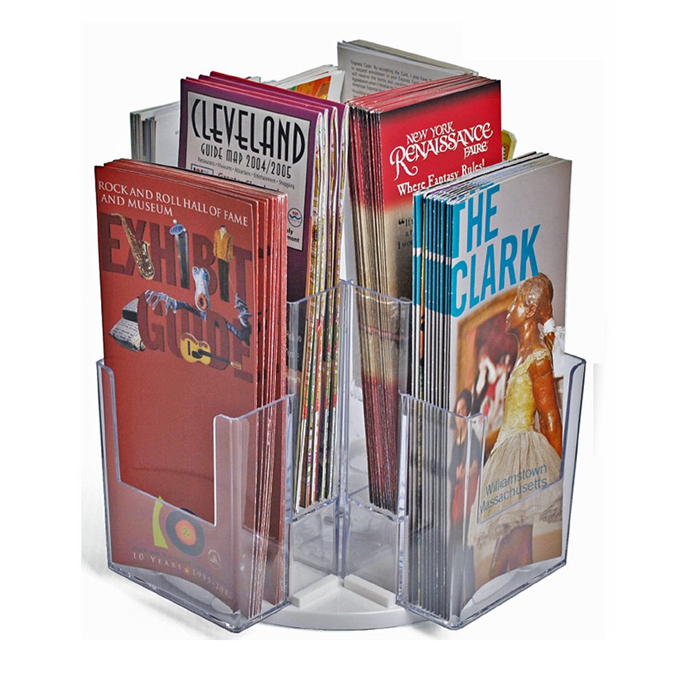 Azar Displays 252805 8-Pocket Tri-Fold Brochure Counter Display Revolves on a 9" Base