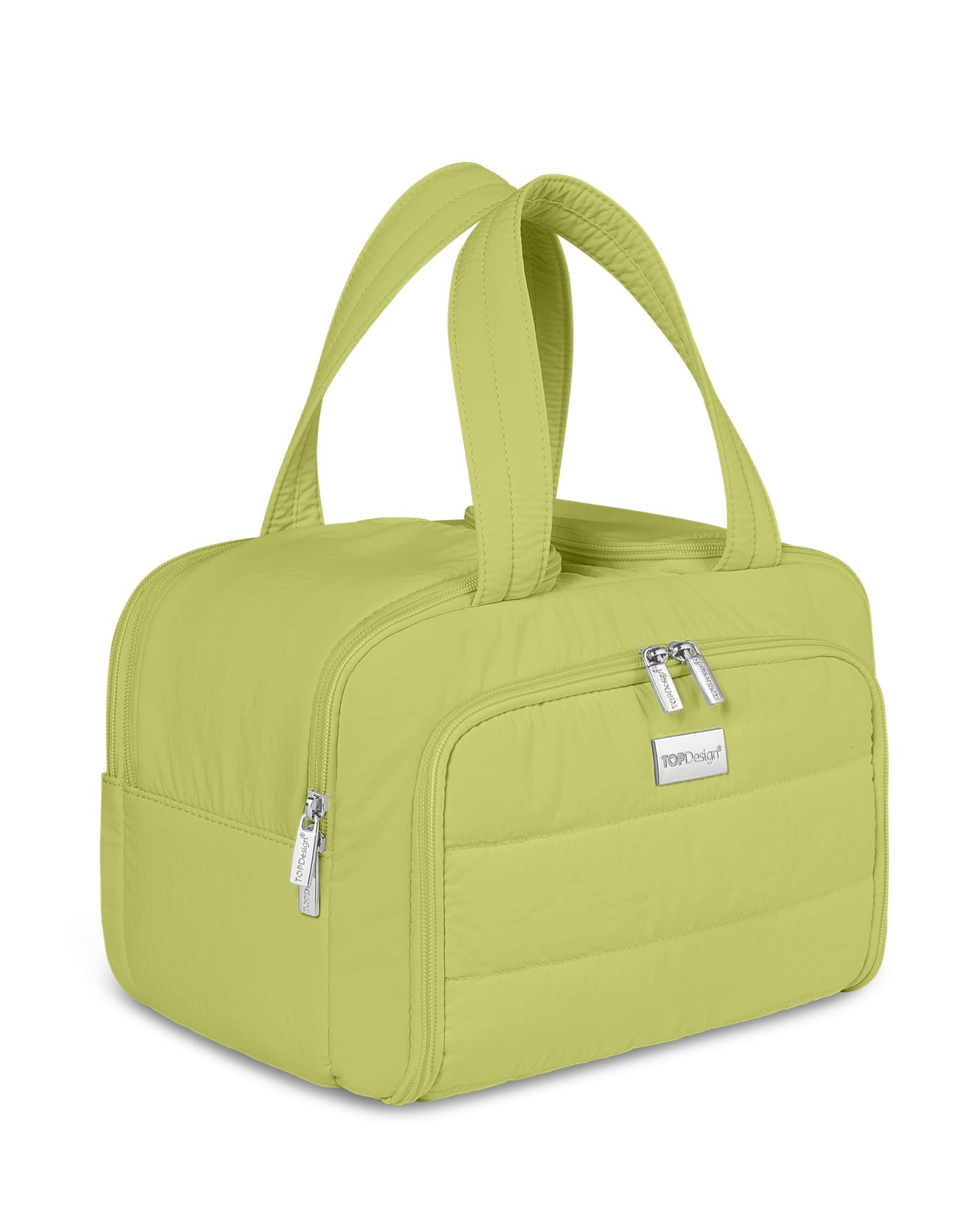 TOPDesign Travel Toiletry Bag for Women, Puffer Large Toiletry Bag, Lightweight Cosmetic Makeup Organizer with Handle for Traveling, Accessories, Essentials, Toiletries (Light Green)