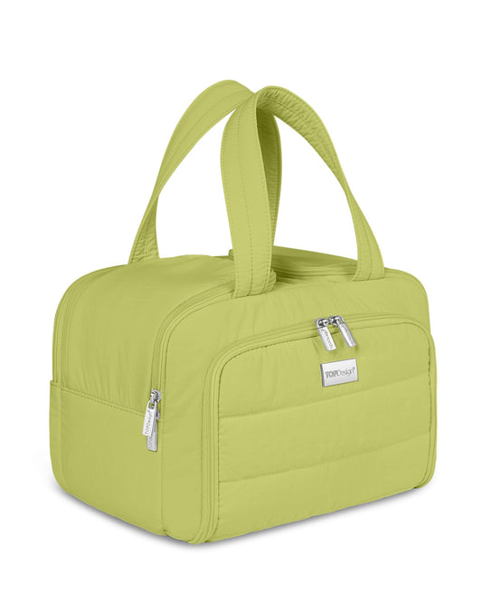 TOPDesign Travel Toiletry Bag for Women, Puffer Large Toiletry Bag, Lightweight Cosmetic Makeup Organizer with Handle for Traveling, Accessories, Essentials, Toiletries (Light Green)