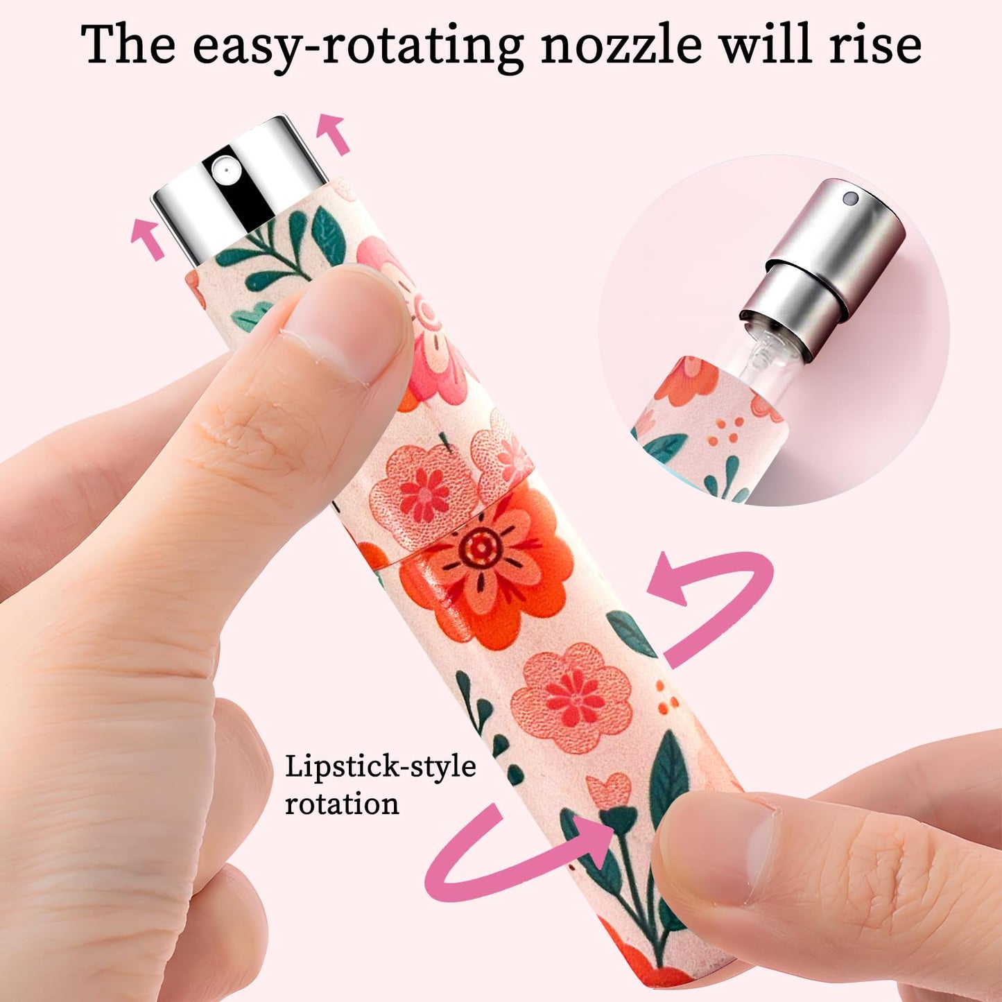 AMBOJ 10ML Atomizer Refillable Perfume Spray Bottle for Travel, Cute Empty Perfume Dispenser, Portable Sprayer Travel Essentials for Men and Women, cute colorful flowers