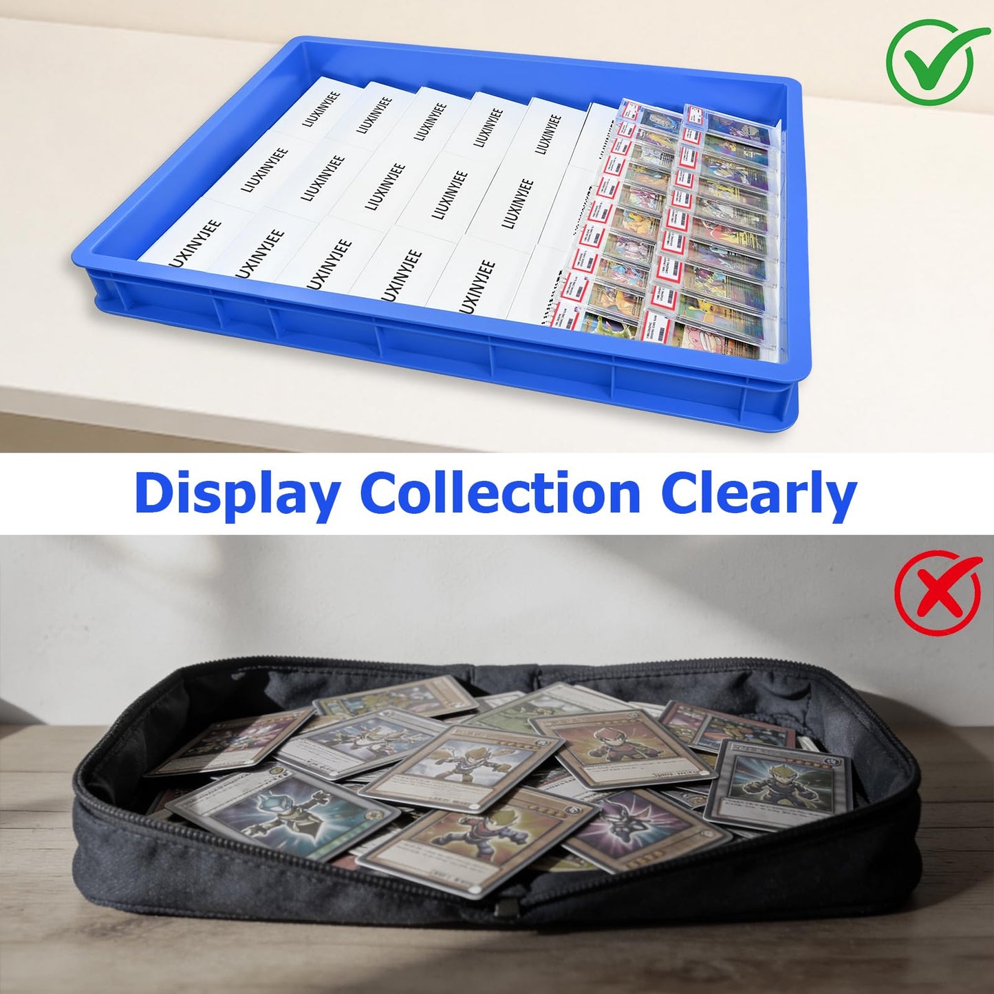24 Pack Modular Card Risers for Display Cases,with Protective Carry Case,Acrylic Trading Card Showcase Stands for Graded Trading Cards PSA BGS Singles,Vendor Events & Collectors（White）