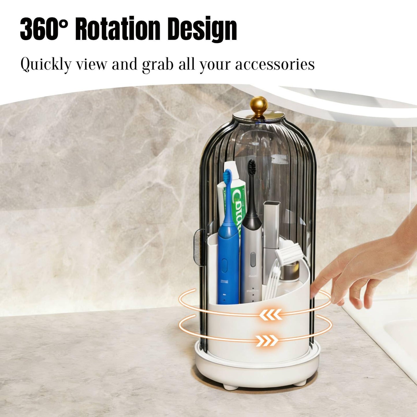 JEESA Dustproof Toothbrush Holder Organizer with Drainage, Grey