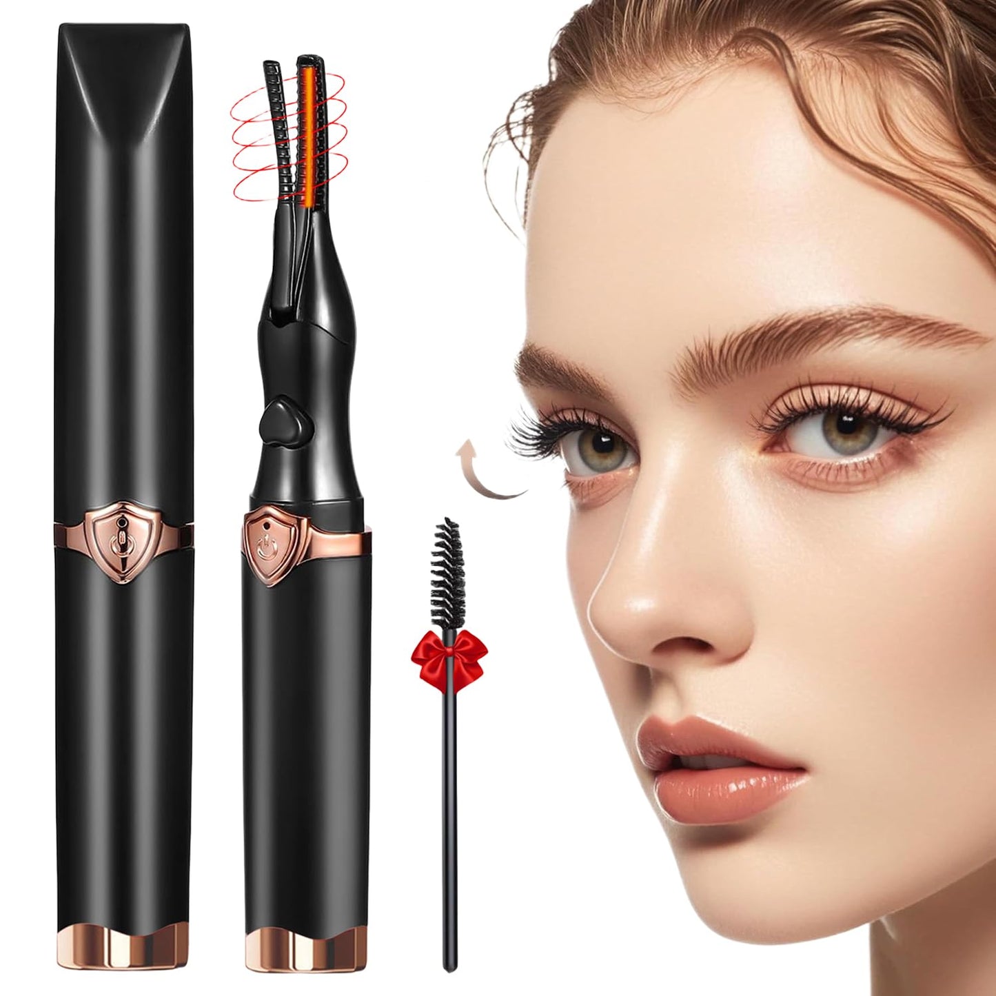 Heated Eyelash Curler, 2-in-1 Clip-Type Design, 3 Temperature Modes, USB Rechargeable Electric Eyelash Curler, Natural Curling 24H Long-Lasting Curl, Gift for Women & Girls, Brown Black FA