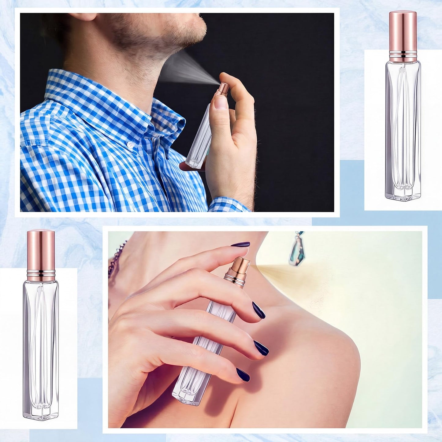 Domensi 40 Pcs 10/15/20/30 ml Perfume Travel Refillable Glass Bottles Spray Bottle Perfume Atomizer for Cologne Dispenser Leak-proof Fragrance Bottles Atomizer Pump Kit (10 ml,Rose Gold)