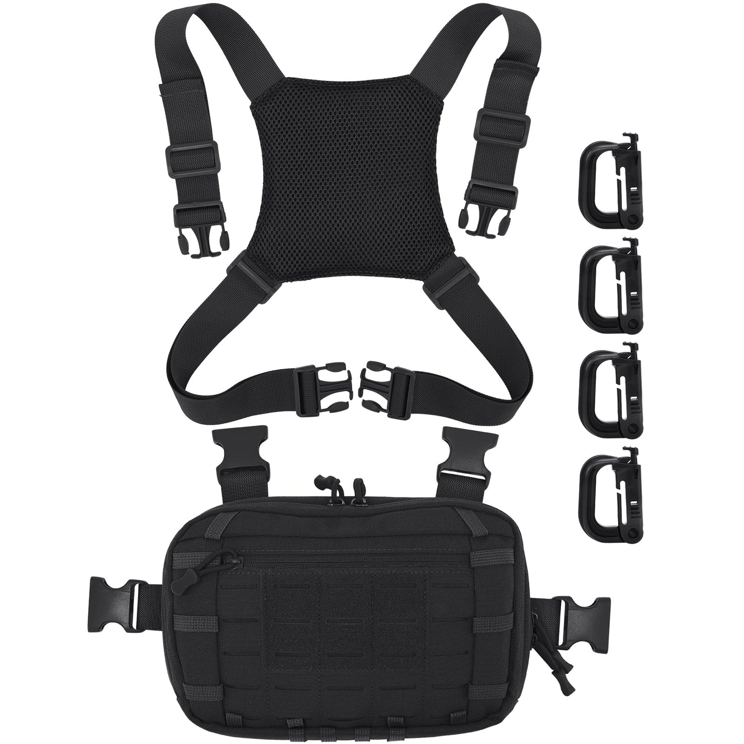 AUMENTAR Tactical EDC Chest Bag Utility Molle Chest Rig Pouch with CCW Compartment Adjustable Strap Admin Pouch Outdoor Chest Pack Black