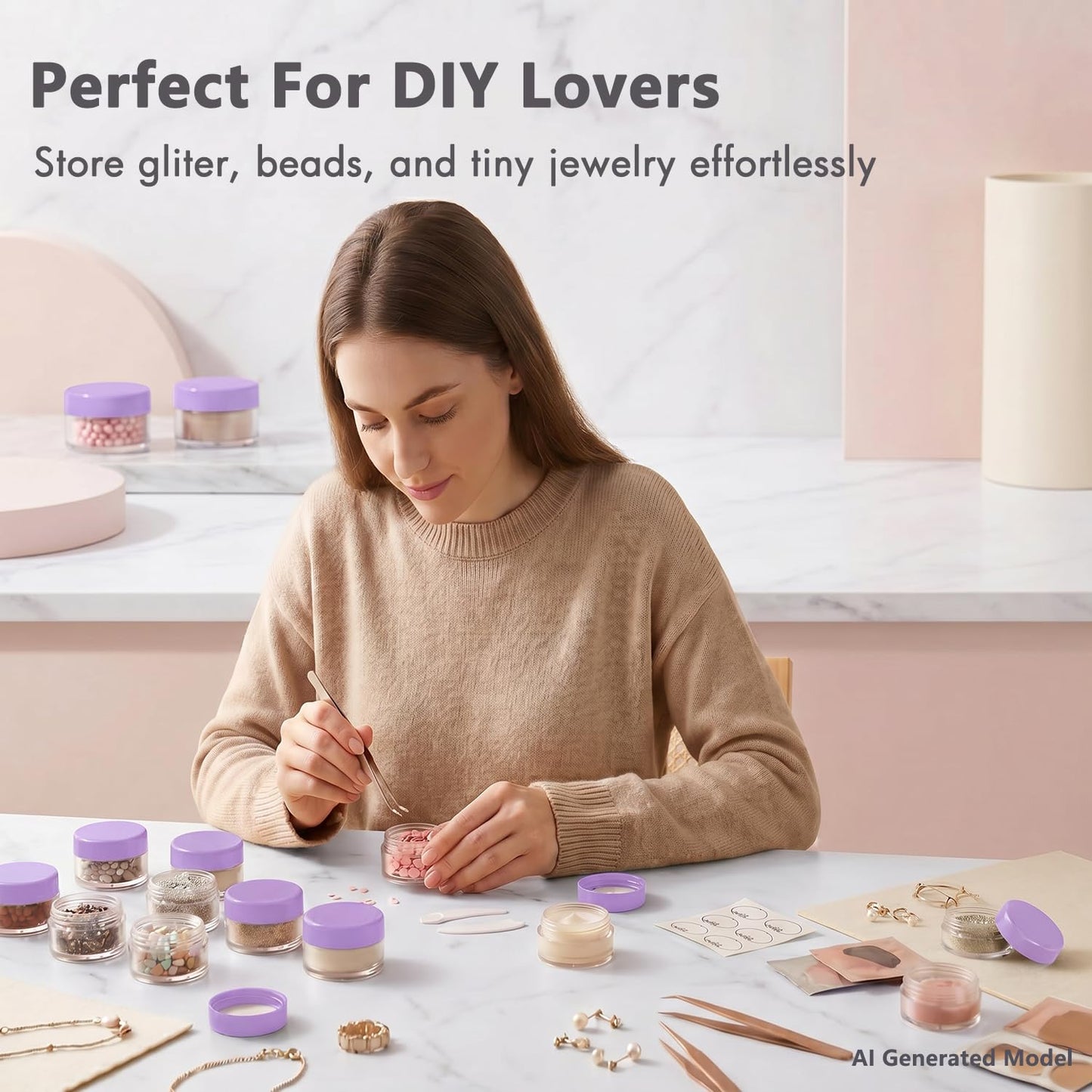 3 Gram Sample Containers with Lids, 100 Count Tiny Sample Jars, Empty Lip Balm Containers, Mini Cosmetic Container with Lids, Makeup Travel Container with Labels, Mini Disposable Spatulas