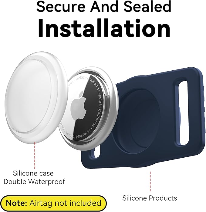 for Airtag Dog Collar Holder 2 Pack,Waterproof cat Collar Holder for Apple AirTag, Silicone Air Tags Case for Cat Dog Collars(Navy)