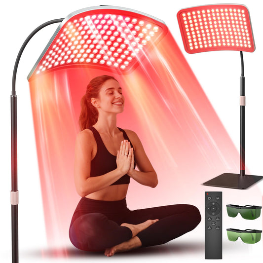 Red Light Therapy for Body and Face, 50w Infrared Red Light Therapy Device with Stable Stand,5 Energy Levels & 4 Modes Infrared Panel, 660nm and 850nm Redlight Lamp