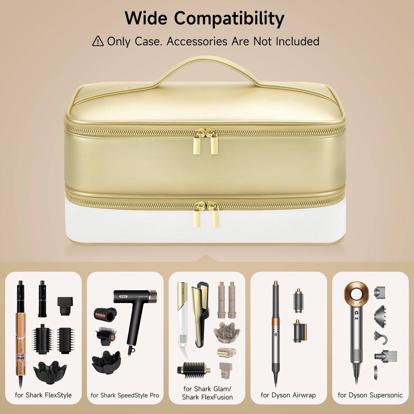 Travel Hair Dryer Case for Shark Glam, Portable Hair Tools Bag for Shark FlexFusion, Double-Layer Storage Carrying Case for Shark FlexStyle Blow Dryer, Silki Straightener & Glossi Attachments Holder