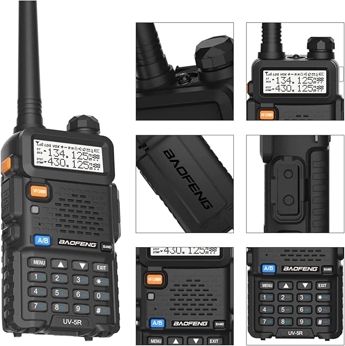 Baofeng UV-5R Dual Band Two Way Radio with 1800mAh USB-C Charge Pack of 6 for Hiking Camping Hunting Skiing Trip(Black)