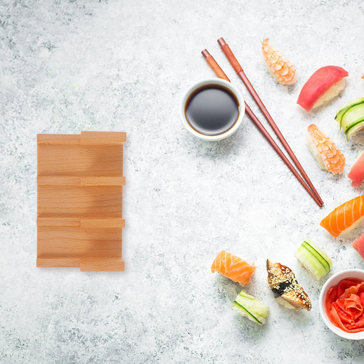 Garneck Wooden Sushi Hand Roll Holder 2-Pack 3-Compartment Sushi Roll Display Rack for Kitchen Restaurant Serving Stand
