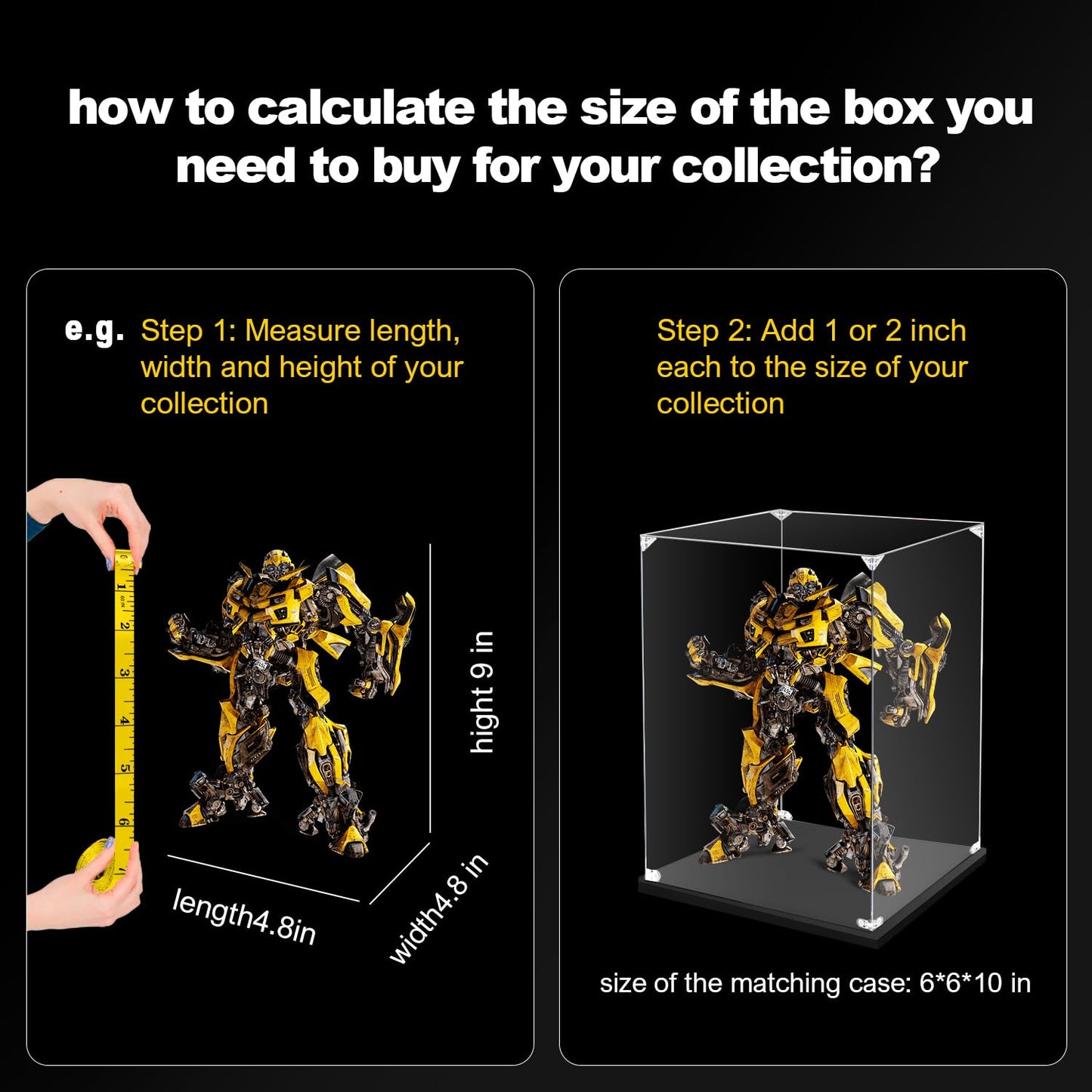 KOLIPI Acrylic Display Case for Collectibles Assemble Clear Acrylic Display Box for Lego Alternative Glass Case for Showcasing Figures Doll Toys Home Storage(6x6x8 inch, 15x15x20 cm)