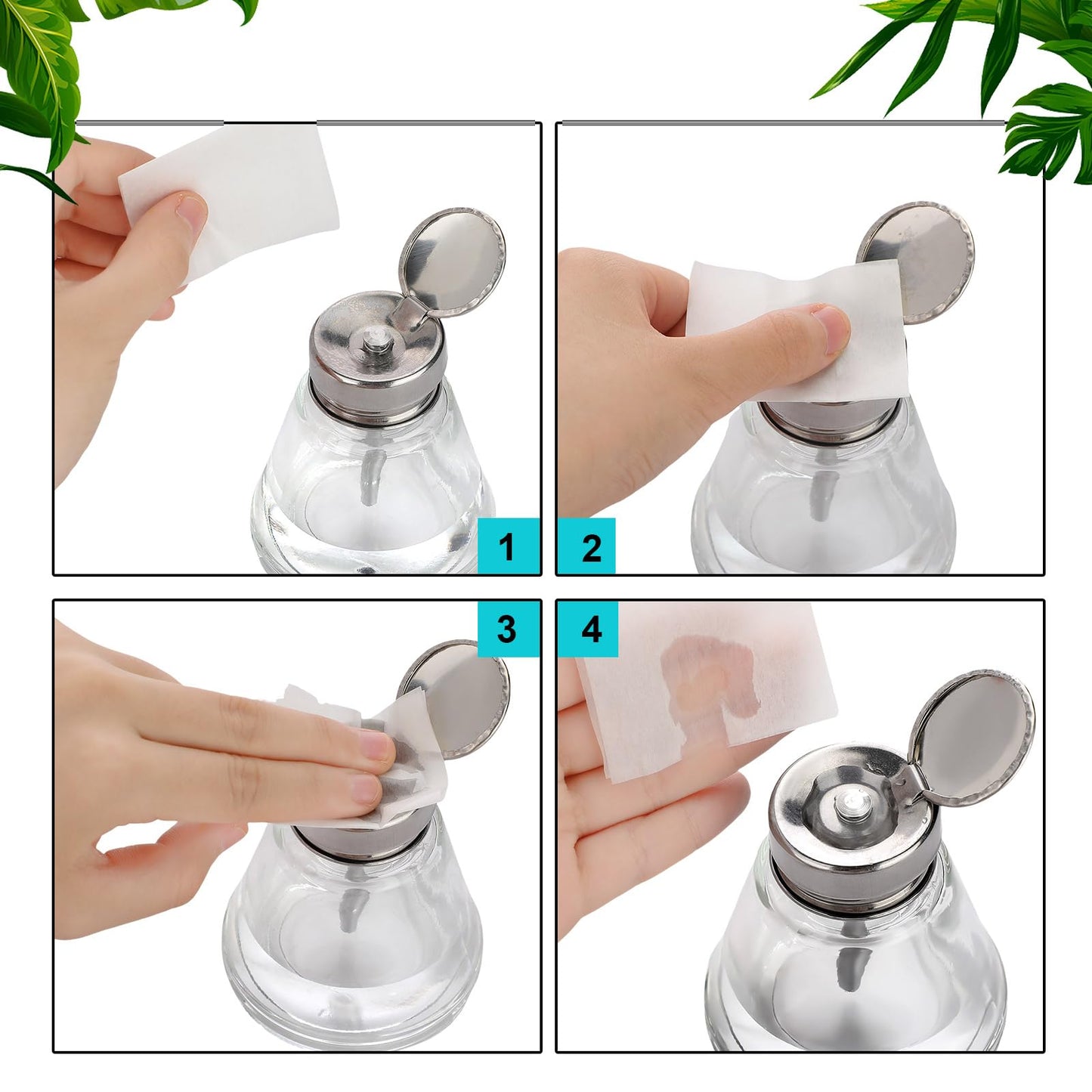 Lallisa 2 Pcs 6 Oz/ 180 ml Pump Dispenser Bottle Empty Push Down Glass Dispenser Bottle with Flip Metal Cap Makeup Remover Alcohol Pump Sanitizer Container for Nail Polish