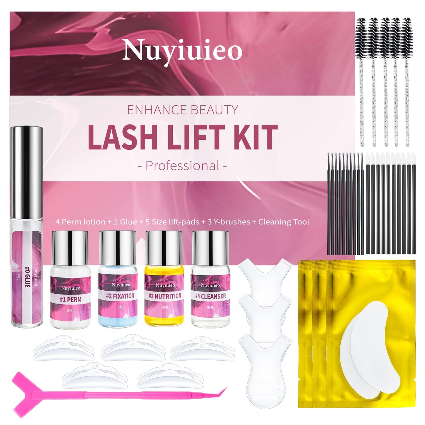 Korean Lash Lift Kit, Eyelash Perm Kit, Professional Kit de Pestañas for Long-Lasting Curl, DIY Lash Perm Easy to Use at Home Diy & Salon, Lasts For 4-6 Weeks