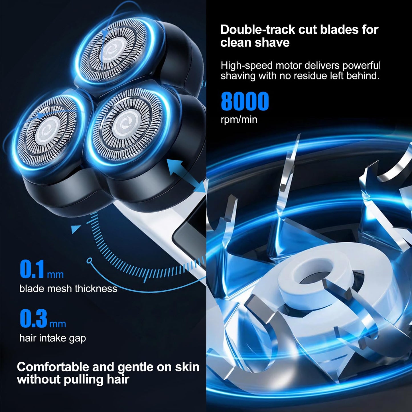 5-Pack Electric Rotary Shavers for Men 3D Floating Head Rotary Razor USB-C Rechargeable Easy Clean Magnetic Head Ideal Gift for Dad Husband Travel Razor for Men Stocking Stuffers