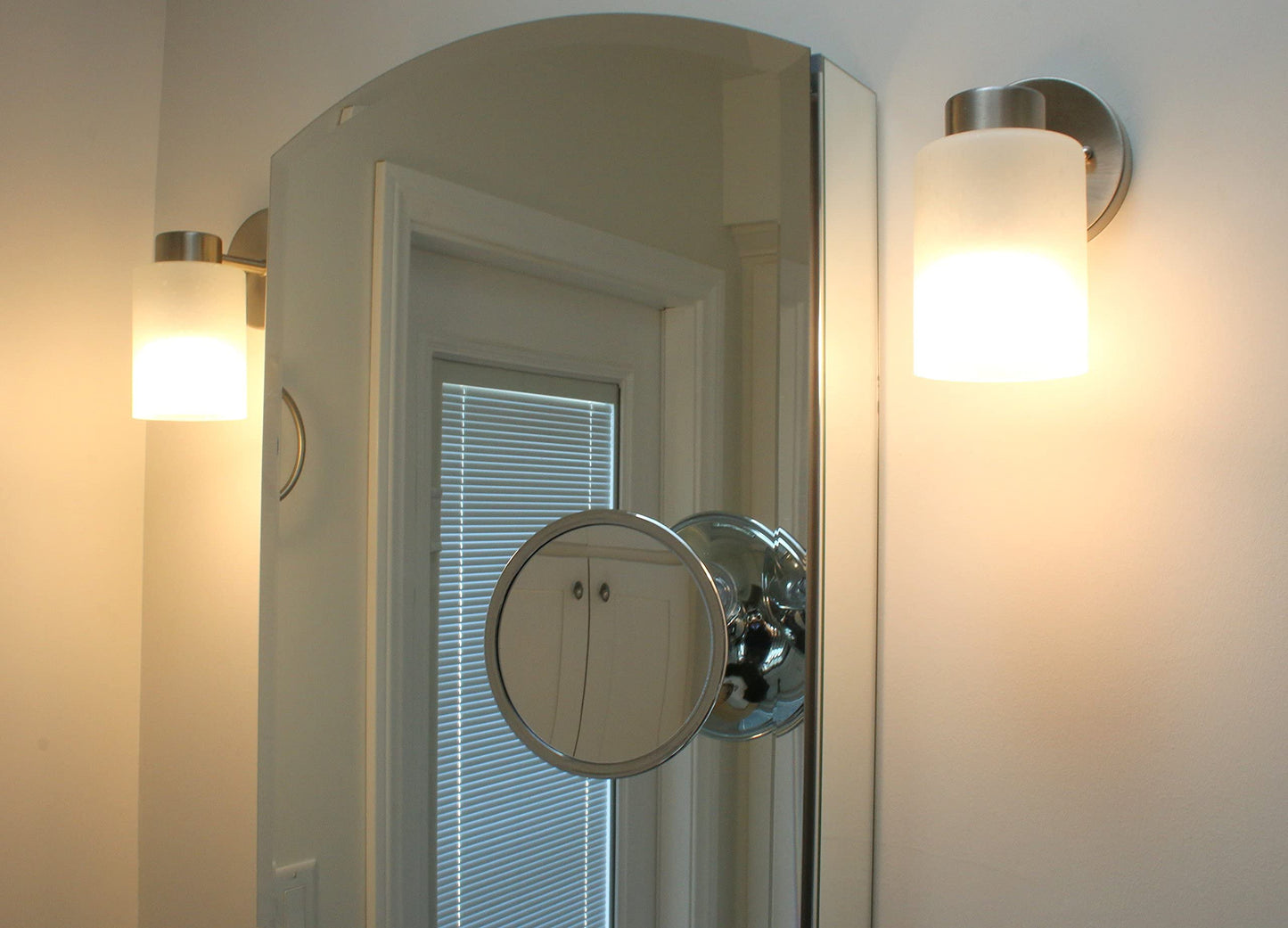 6" Suction Mount Mirror - 5X Magnifying Vanity Makeup Mirror with 3-Point Super Suction, Pivoting, Rotating and Locking Suction