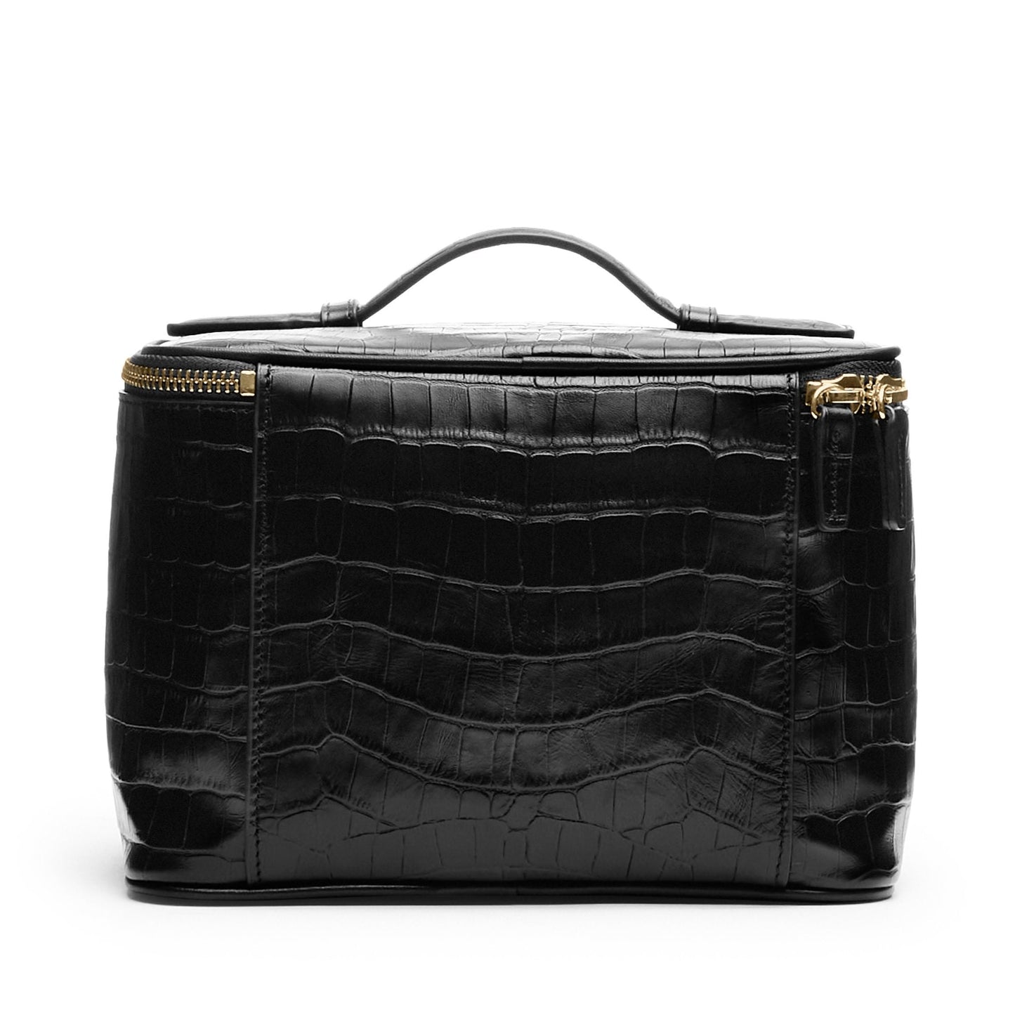 Leatherology Premium Black Croc Medium Train Case – Leather Travel Makeup & Toiletry Bag with Water-Resistant Lining, Mesh Pockets & Zip Closure for Organized Beauty Essentials