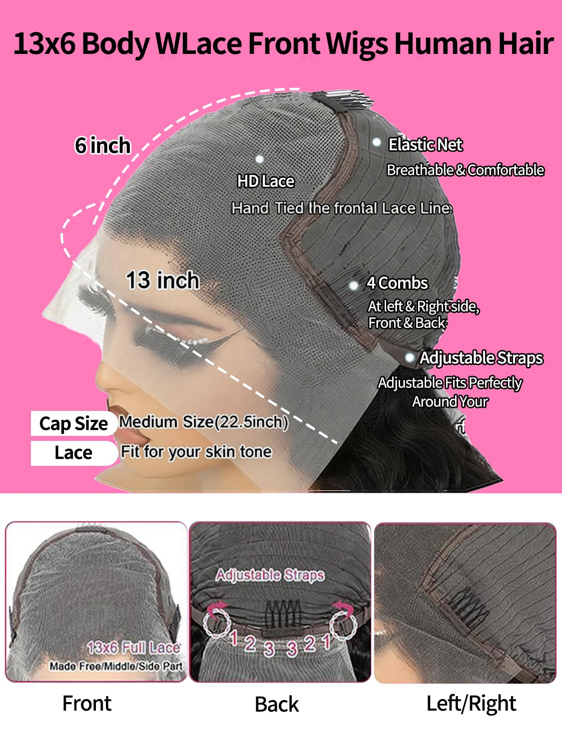 Fongly Body Wave Lace Front Wigs Human Hair 13x6 Lace Front Wigs Human Hair
