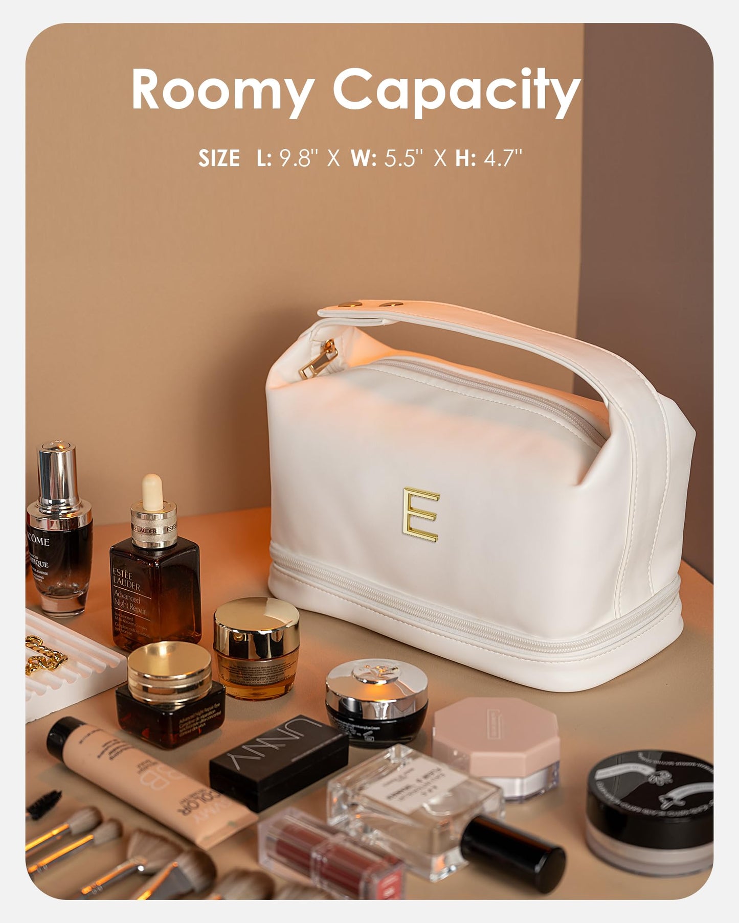 Vogewood Personalized Gifts-Birthday Gifts for Women Teen Girl, Personalized Makeup Bag with Handle, Gifts for Teen Girls Cosmetic Bag with Makeup Brush Organizer, Gifts for Friend Female Gift for Her