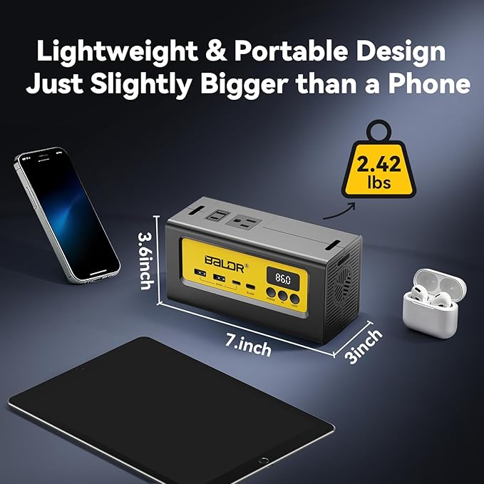 BALDR Portable Power Station 28000mAh, 90Wh LiFePO4 Battery Backup Camping Solar Generator Fast Charging with AC Outlet 150W Peak Power Bank for Home Backup Outdoor Emergency