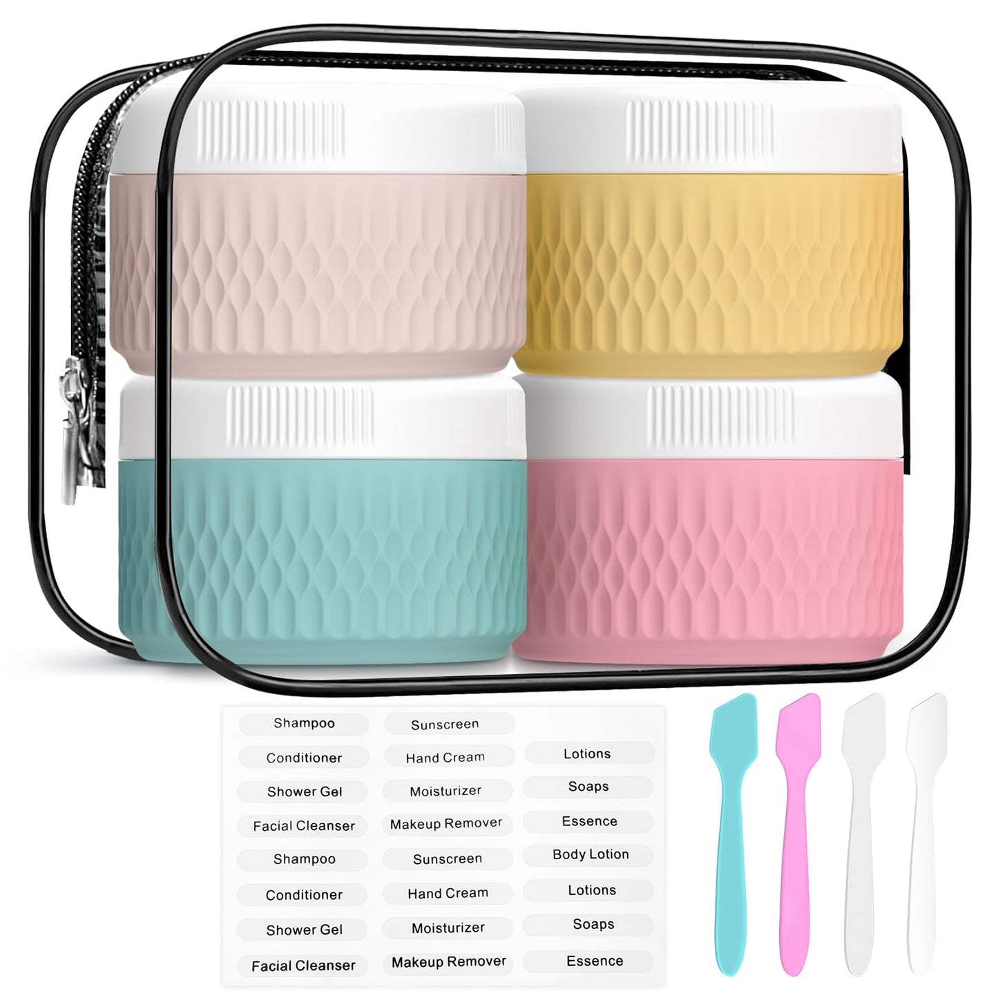 Travel Containers for Toiletries, Silicone Cream Jars BPA Free, TSA Approved 1.3oz Travel Size Containers, Leak-proof Travel Essentials with Lid for Cosmetic Face Hand Body Cream