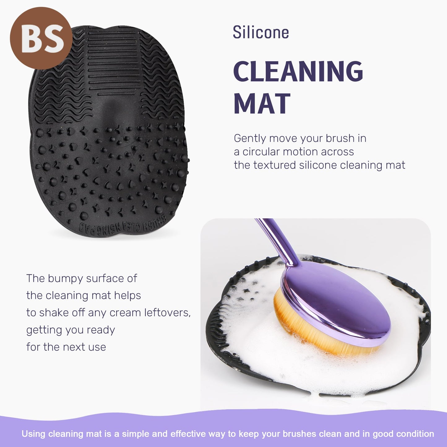 Sunscreen Brush Set - Sunblock Applicator for Kids, Adults, Child-Safe for Face and Body, Sun Lotion Applicator Sun Cream Brush with Cleaning Mat Travel Size (2 Pack) (Purple)