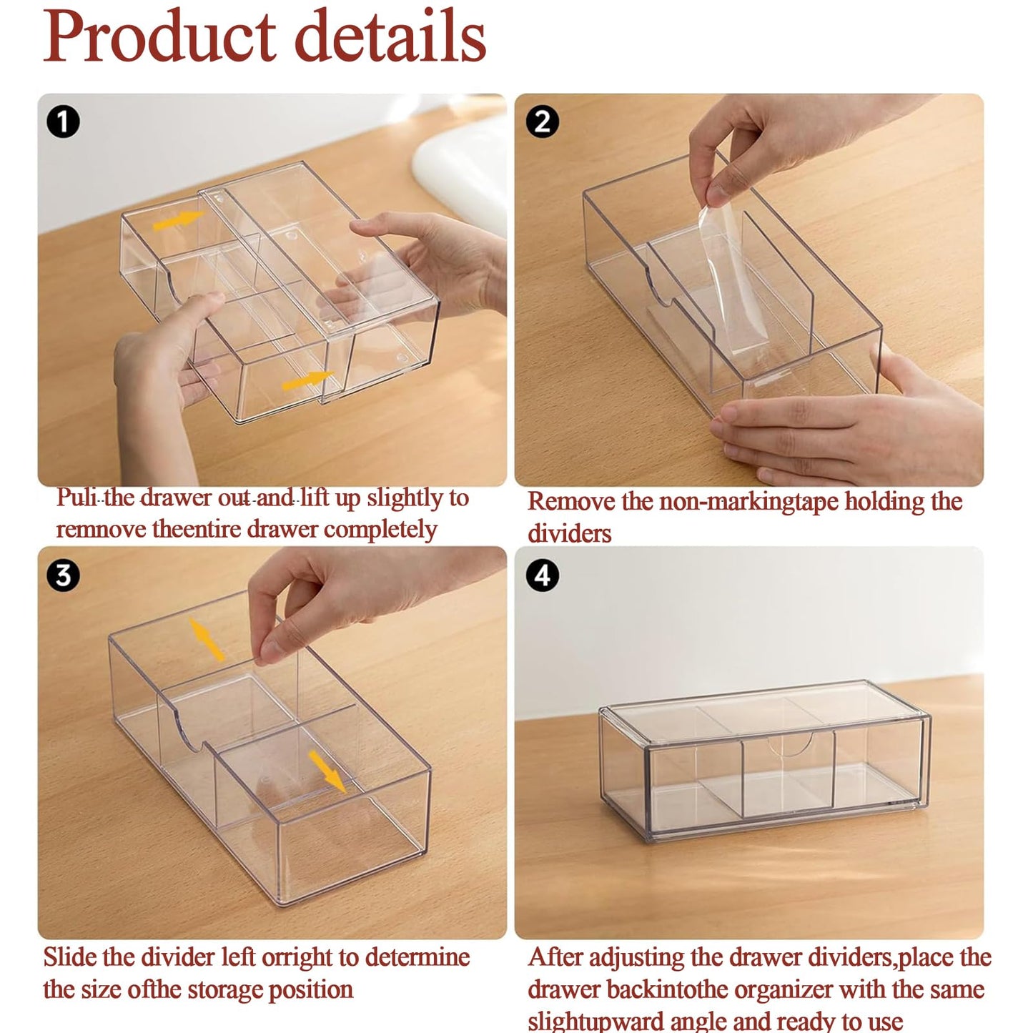 PINGANBUSU Hair Accessories Organizer for Girls, Clear Acrylic Hair Tie Organizer, or Headband, bows，Cute Small Stackable Storage Drawer Container Caddy Box for Bathroom Vanity Countertop 3PCS
