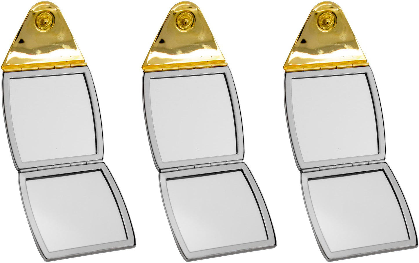 Stephanie Imports Set of 3 Double Sided Clutch Shaped Magnifying Compact Mirrors (Gold & Silver)