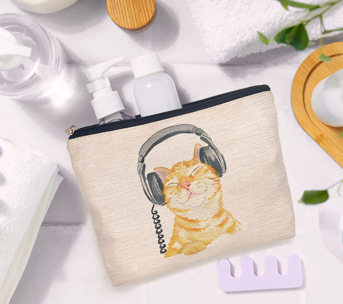 IWXYI Cat Lover Gifts,Cat Makeup Bag Zipper Pouch Travel Toiletry Gifts For Women Teenage Girls