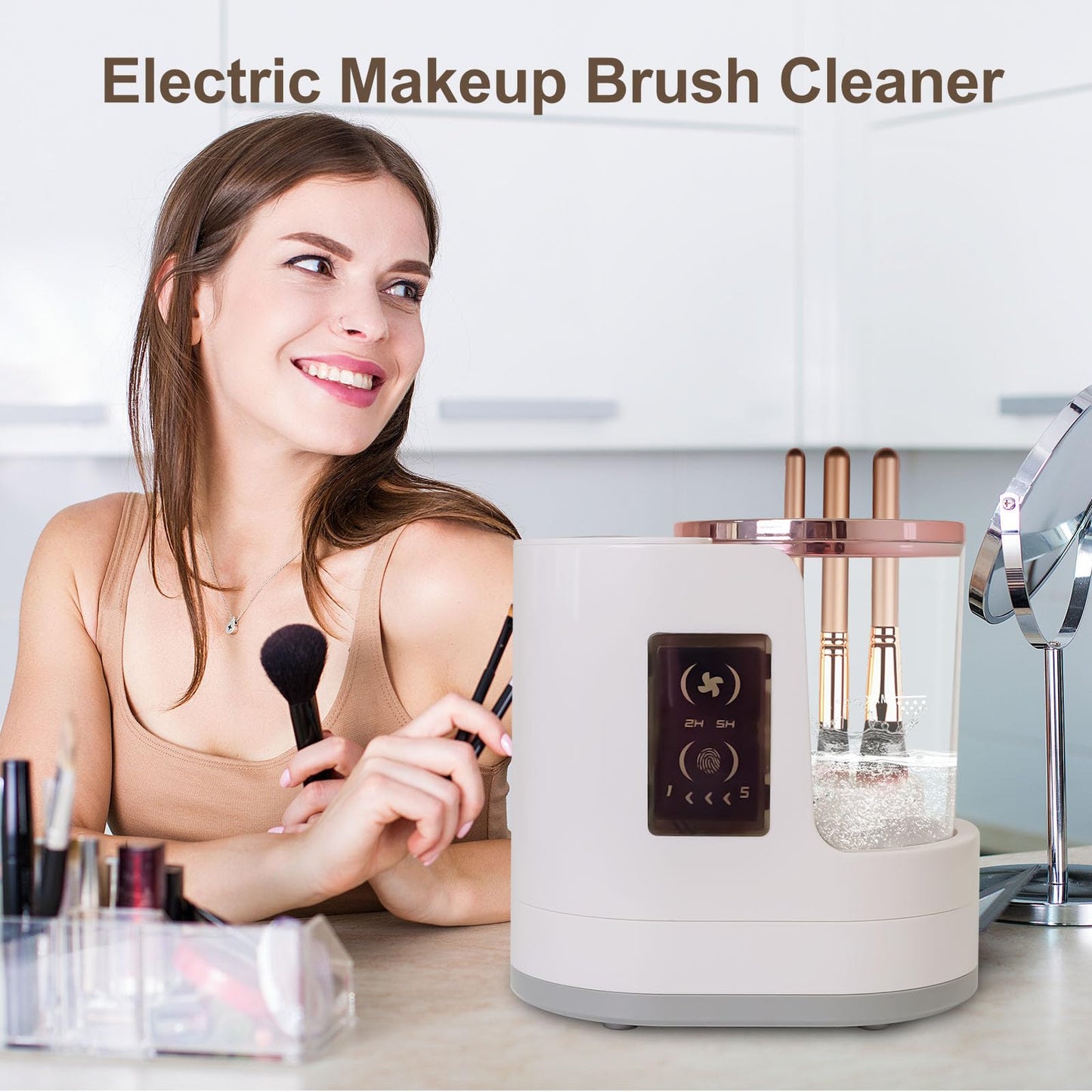 CanVrinxol 3-in-1 Automatic Makeup Brush Cleaner and Dryer, Deep Cleaning & Drying, Fits All Brush Sizes, Perfect Electric Cleaning System Gift for Makeup Lover