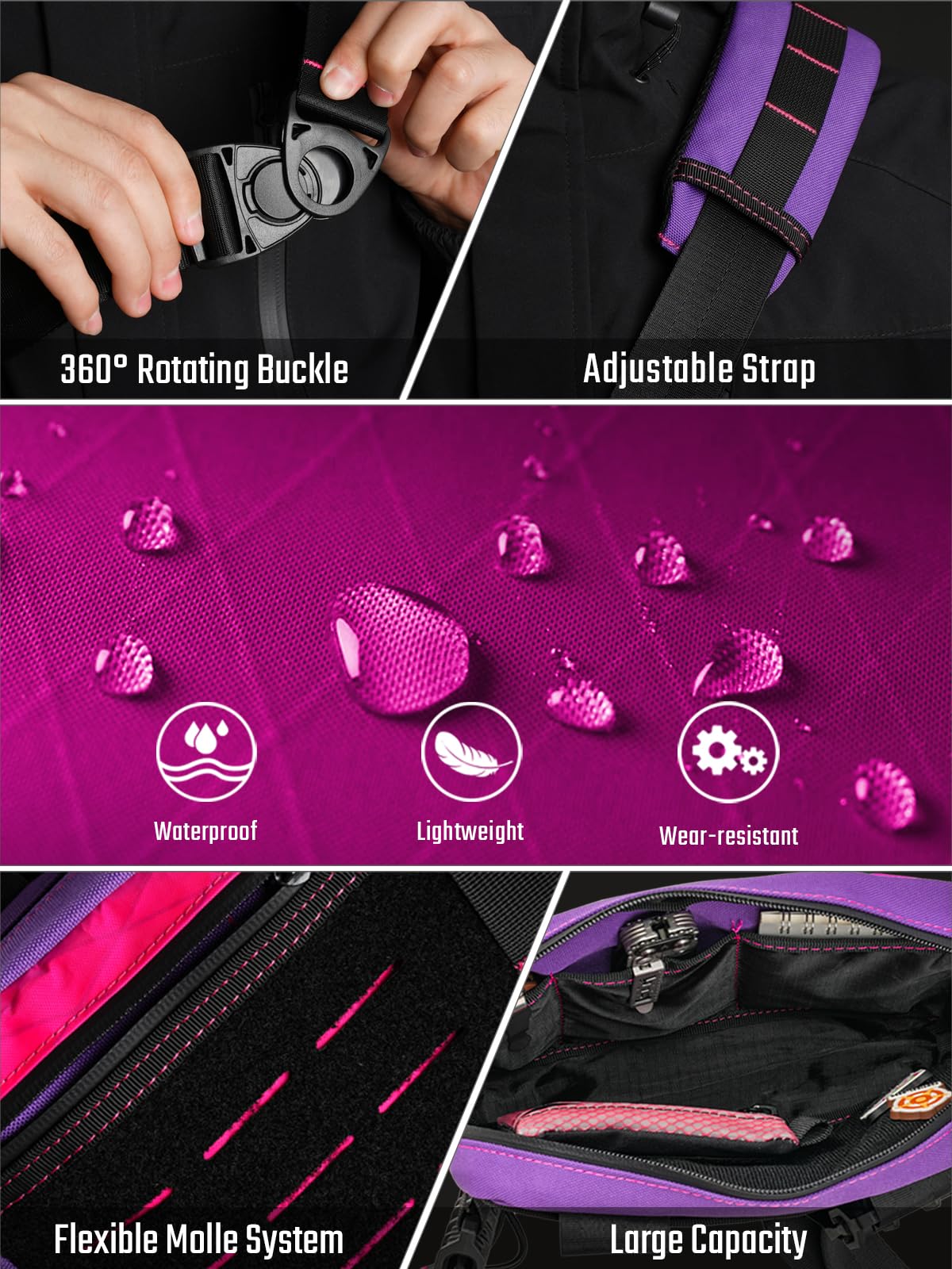 TACTICAL_GEEK Cache L3 Purple Crossbody Shoulder Bag, Men Multipurpose Sling Bag, Chest Backpack Casual Shoulder for Daily Carry