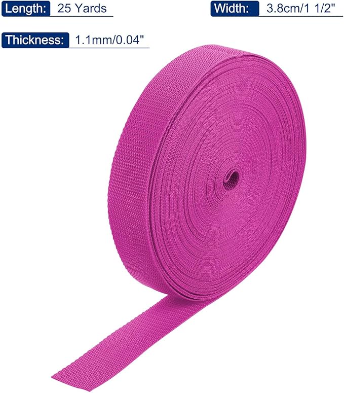 MECCANIXITY Lightweight Polypropylene Webbing Strap 1 1/2" 25 Yard Backpack Strapping Band Plum Red for Outdoor Luggage Cargo Straps