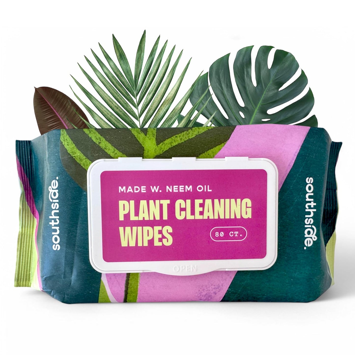 Plant Cleaning Wipes by Southside Plants - Gentle, Plant-Based Wipes for Shiny Leaves and Better Photosynthesis - Unscented, Extra Thick Waffle Weave Leaf Wipe for Indoor & Outdoor Plants - 80 Ct