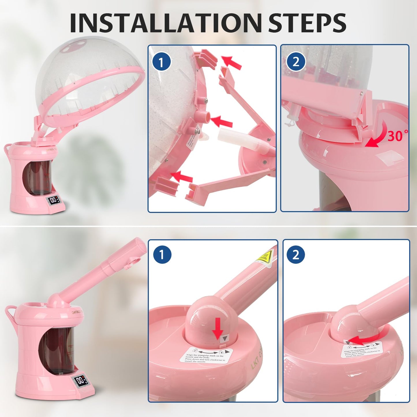 LKT COBTAC Hair Steamer,2 in 1 Hair and Facial Steamer Design for Personal Use at Home or Small Salon Shops