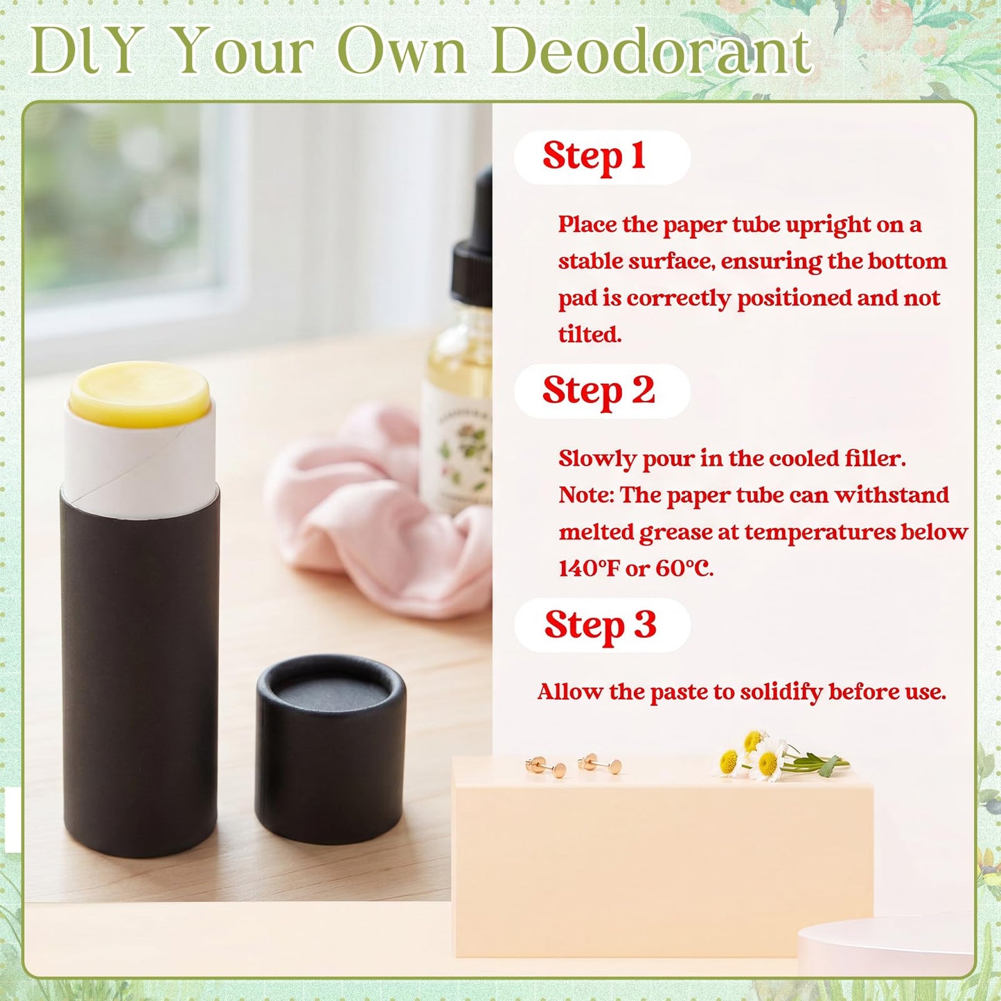 Teenyyou 20 Pcs 1oz Empty Paperboard Deodorant Containers Kraft Cardboard Deodorant Tubes Push-up Lip Balm Tubes Solid Perfume Container Lotion Sticks Jars for DIY Homemade Cosmetic Samples,Black