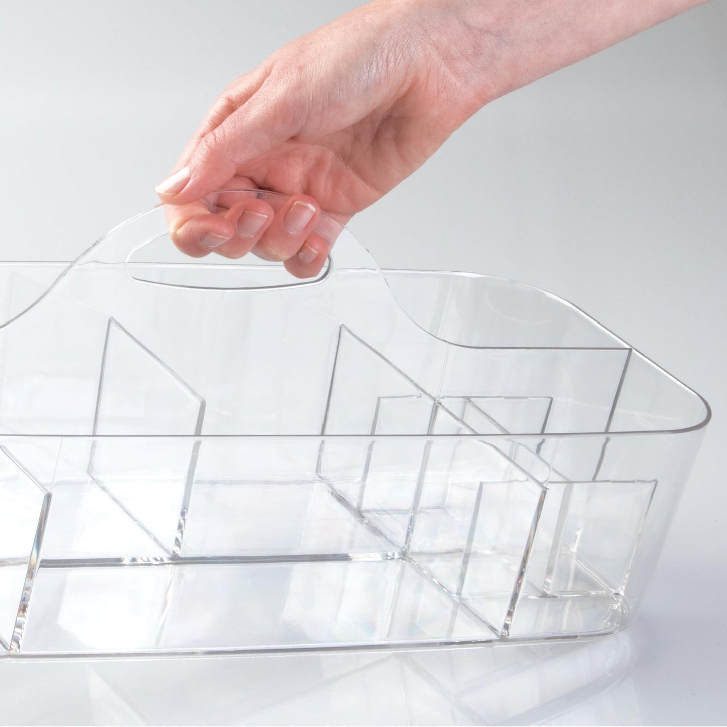 iDesign Recycled Plastic Cosmetic Organizer Tote, The Clarity Collection – 14.5” x 7” x 5.75”, Clear Bin