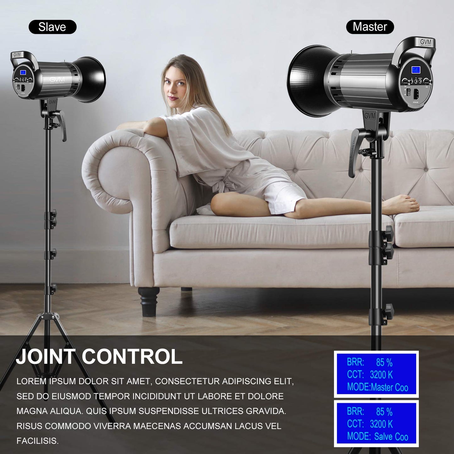 GVM Great Video Maker 100W Bi-Color LED Video Light with Bowens Mount, APP Control, Lantern Softbox, Dimmable 3200K-5600K, CRI 97+