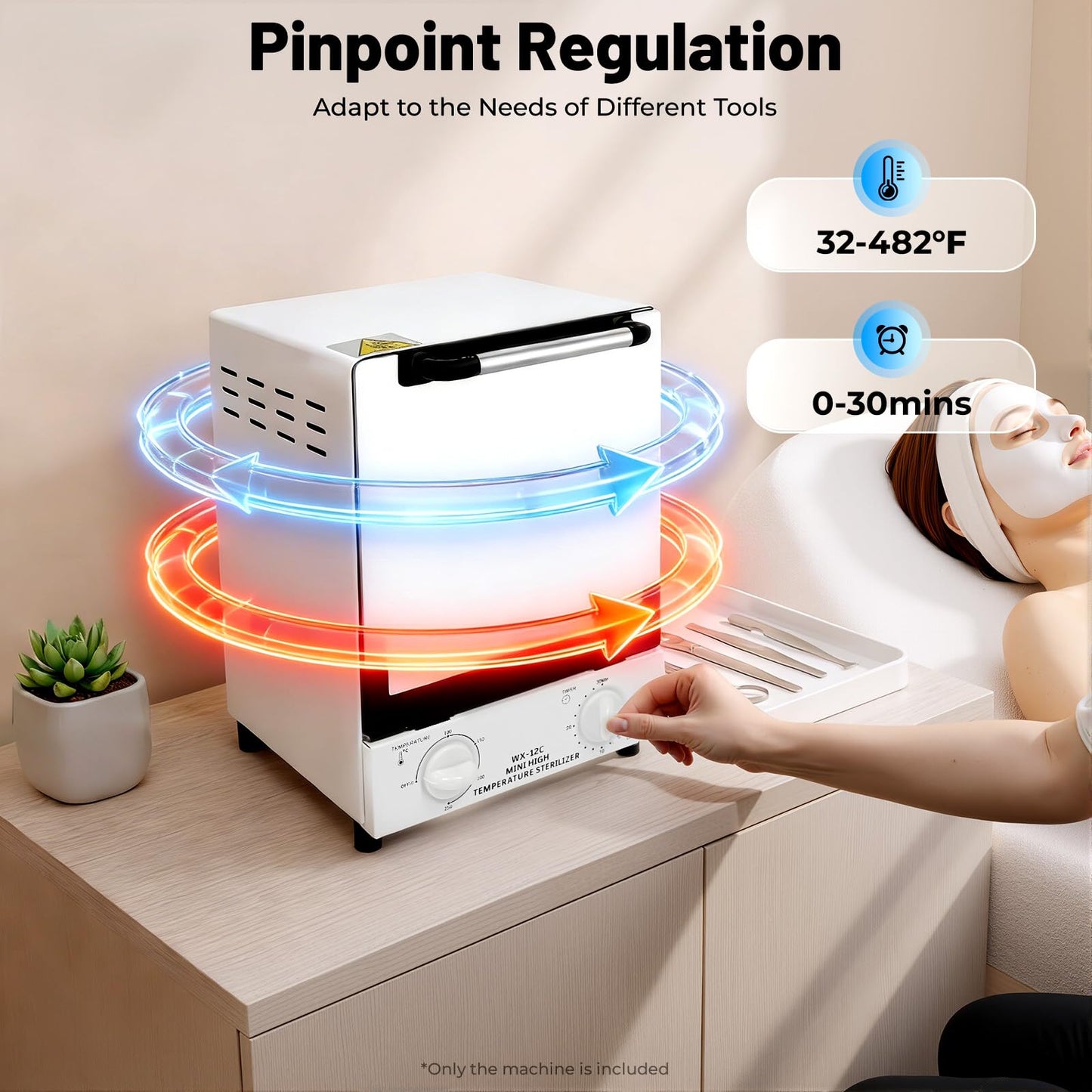 Nail Tool Cleaner, High Temperature Tool Sterilizer 12L, 110V 1000W Multifunctional Sterilizer w/Temperature Control & Timer & 2 Stainless Trays, 32℉-482℉, Nail Salon Equipment for Salon/Nail Tools