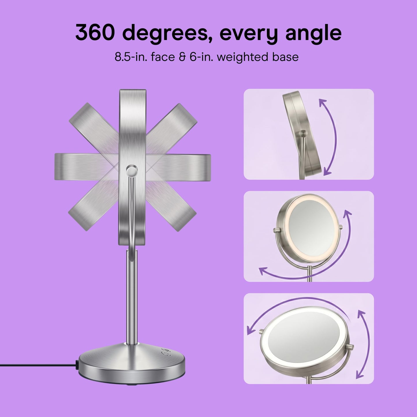 Conair Double-Sided 1X/10X Magnifying LED Vanity Mirror