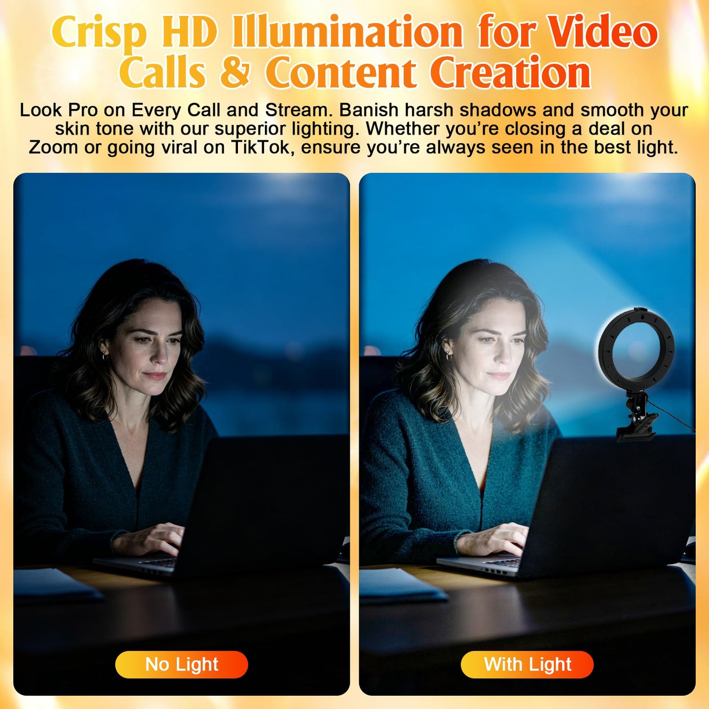 Clip on Ring Light for Laptop, TPQKA 16cm Video Conference Lighting Kit with 5 Color Temperatures & 5 Brightness Levels, Dimmable Webcam Light for Zoom Calls, Remote Working, Live Streaming