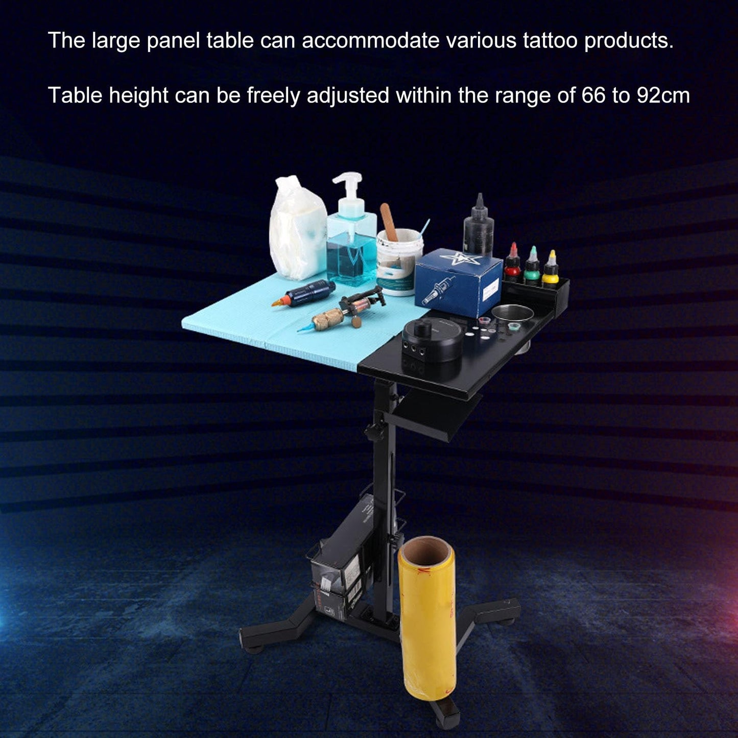 Diydeg Portable Workstation, 66 to 92cm Adaptable Height Salon Serving Tray Work Station with Slot, Anti Skid Pad for Beauty Salon Equipment