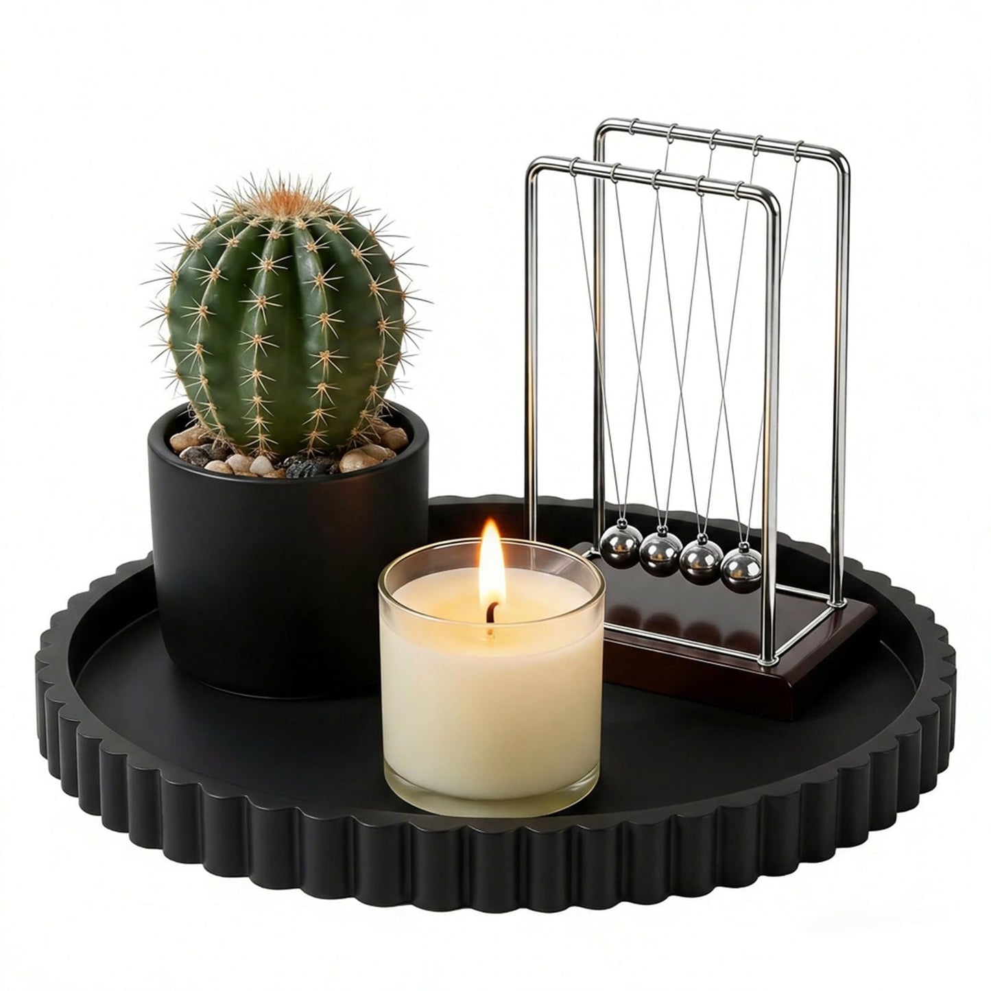 Shuielai Silicone Bathroom Tray, Round Vanity Tray, 9-inch, Black, Storage Decorative Vanity Coffee Table Decor for Perfume