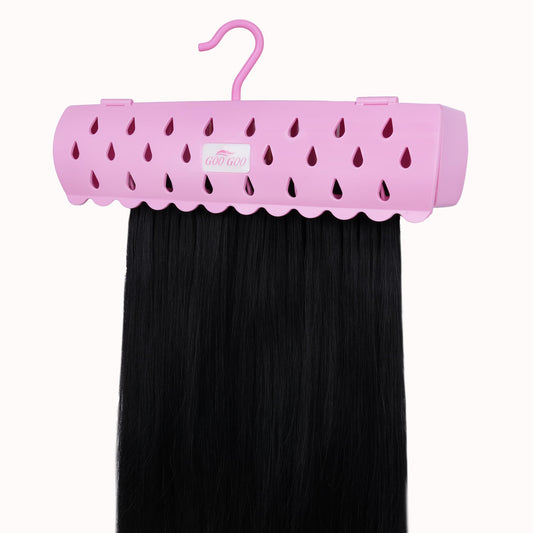GOOGOO Hair Extension Holder Stand for Styling, 5 Installation Modes With Tool, Pink Hair Extension Holder Designed to Securely Hold Your Extensions for Washing, Styling, Packing and Storing