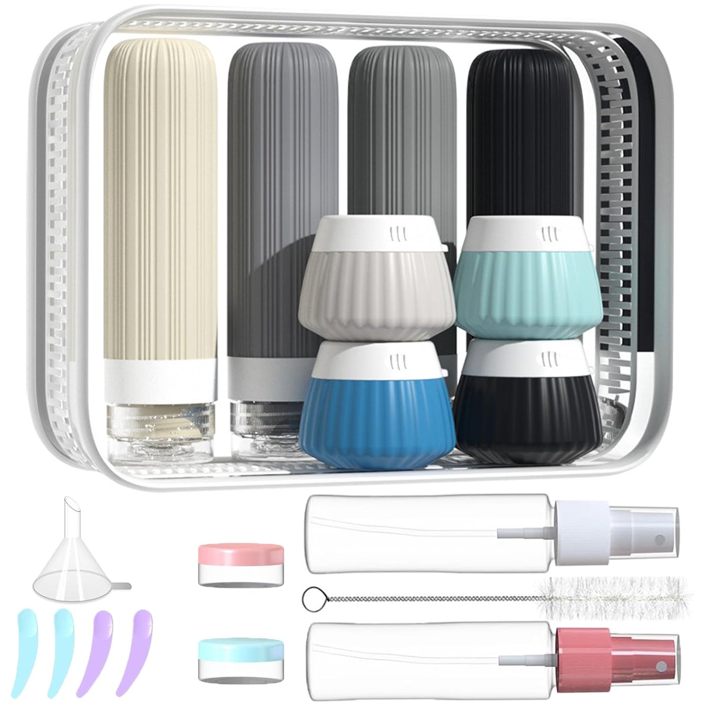 NuvaConx 18Pack Travel Bottles for Toiletries TSA Approved Silicone Travel Containers for Toiletries, Leak Proof Refillable Liqus Shampoo And Conditioner travel Essentials toiletry Bottles (BPA Free)