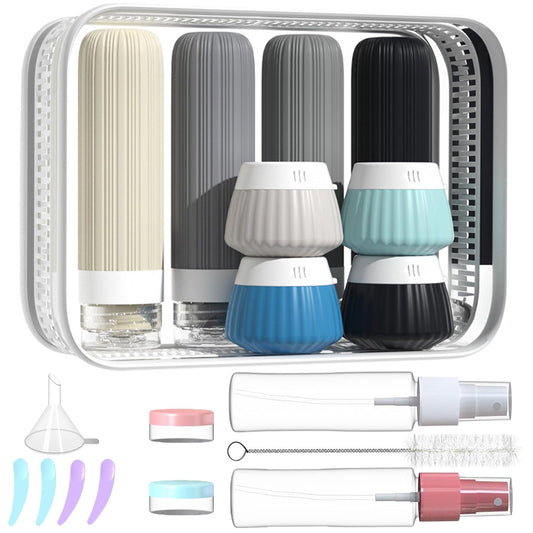 NuvaConx 18Pack Travel Bottles for Toiletries TSA Approved Silicone Travel Containers for Toiletries, Leak Proof Refillable Liqus Shampoo And Conditioner travel Essentials toiletry Bottles (BPA Free)