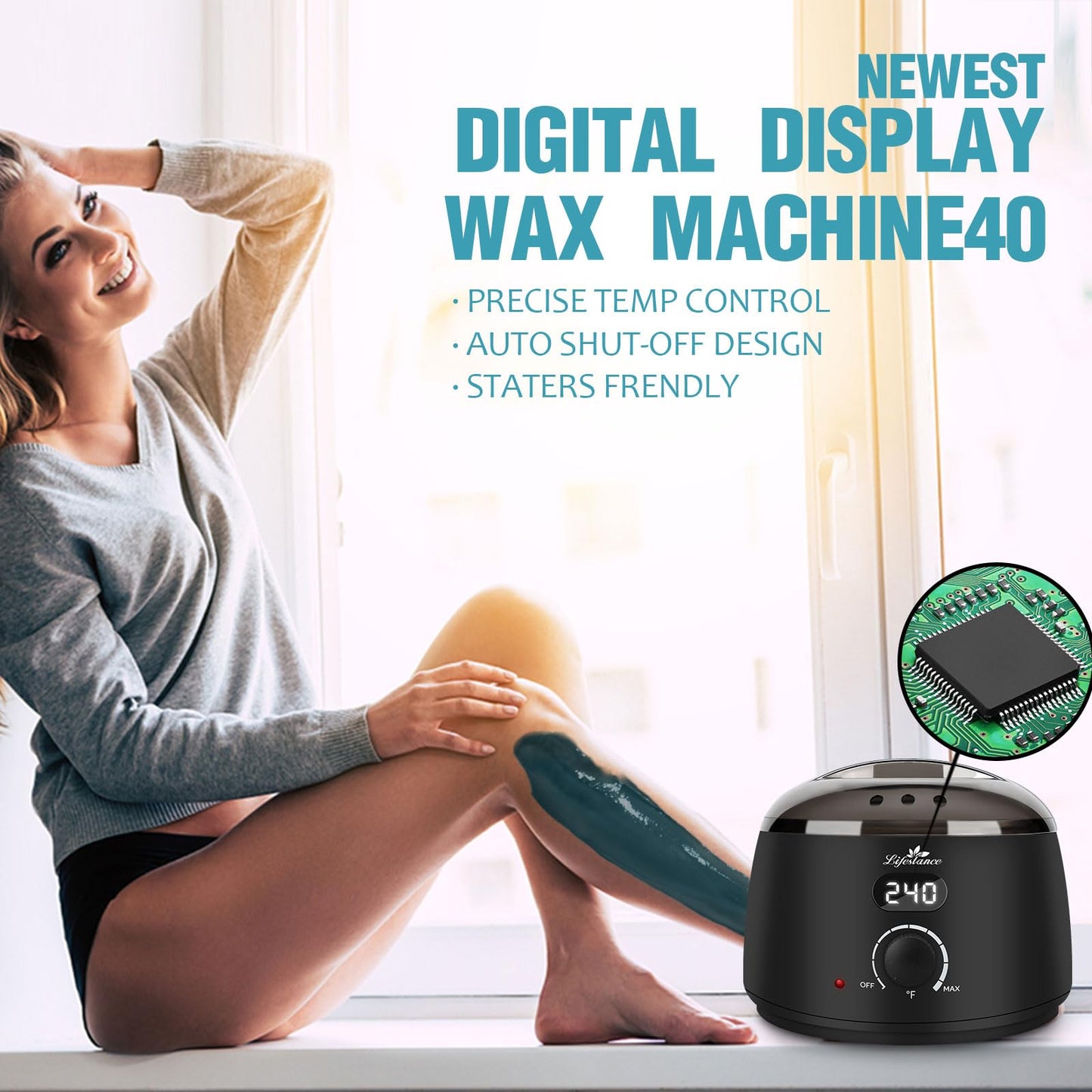 Lifestance Waxing Kit for Women & Men - L2 Digital Wax Pot Warmer